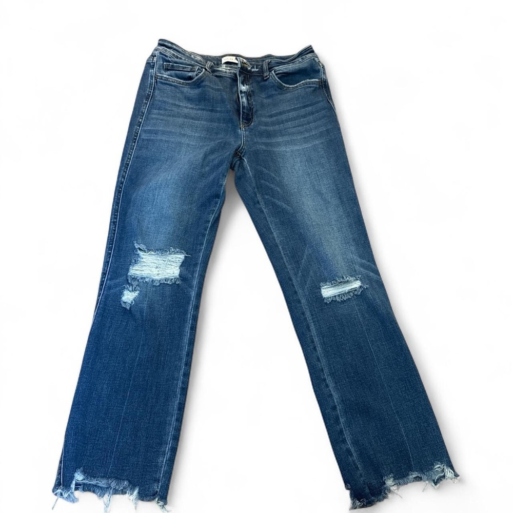 Flying Monkey Blue Distressed Flare Jeans